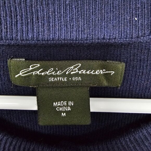 Eddie Bauer Navy and Orange Paisley Cardigan - Picture 9 of 12